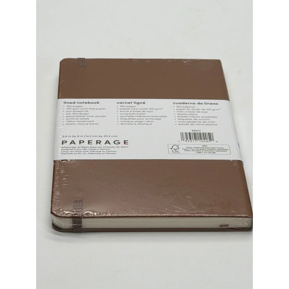 Paperage Lined Notebook Brown Hardcover Journal 160‎ Pages 5.6x8 inch 100gsm